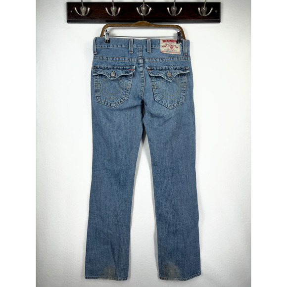 True Religion Straight Jeans World Tour Nathan Blue Flap Pocket Men's Size 30x34 - Picture 7 of 9